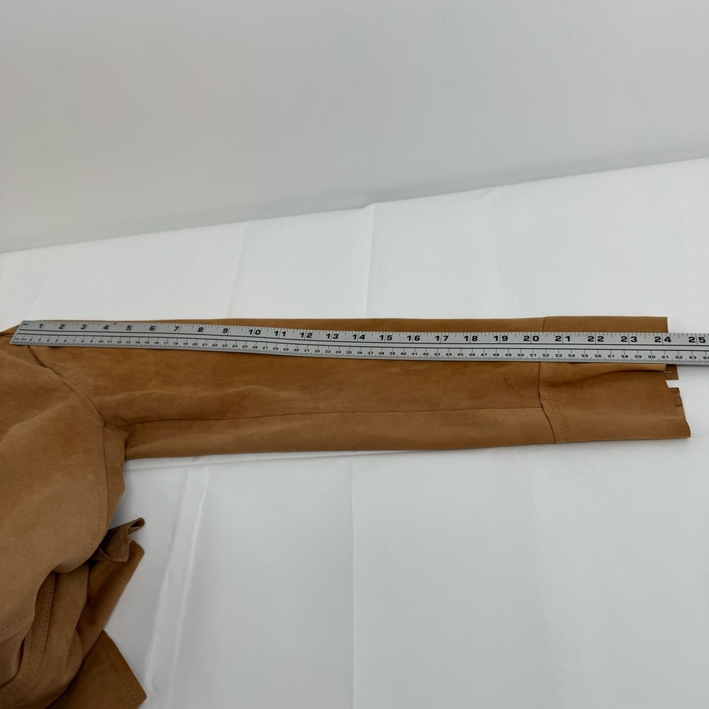 Sundance Jacket Womens Size 6 Tan Suede Waterfall Drape Open Front Lightweight - Picture 7 of 14